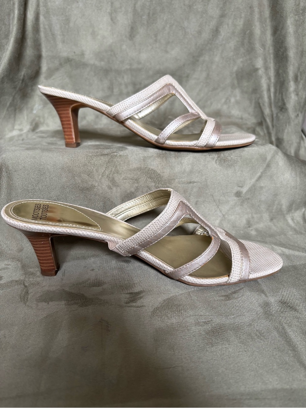 Mootsies Tootsies Vintage Y2K Retro Metallic Strappy Sandals Kitten Heels SZ 9.5 - Picture 5 of 16